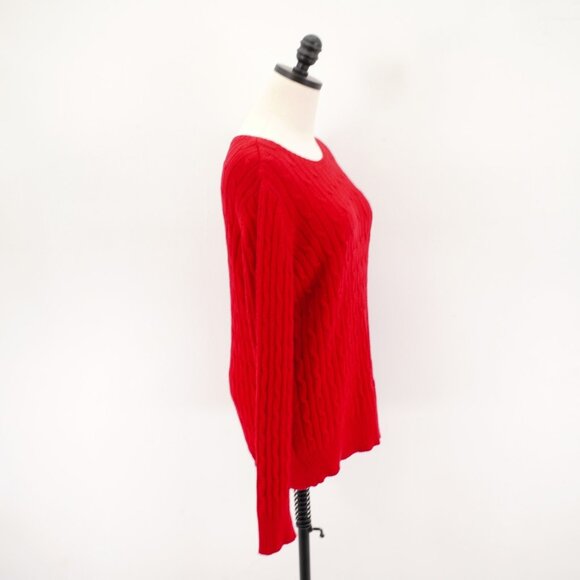 St. John's Bay Red Ribbed Cotton Scoop Neck Sweater Large Cotton‎ Nylon - Picture 6 of 8